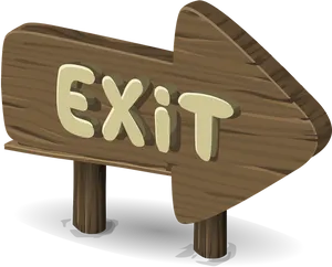 Wooden Exit Sign Illustration PNG Image