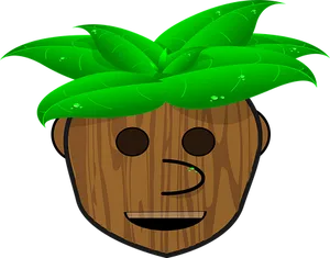 Wooden Face Cartoon Emoji PNG Image