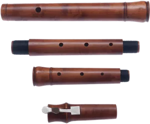 Wooden Flute Disassembled Parts PNG Image