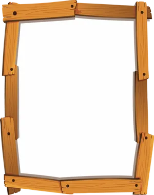 Wooden Frame Cartoon Style PNG Image