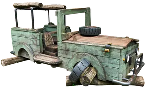 Wooden Jeep Sculpture PNG Image