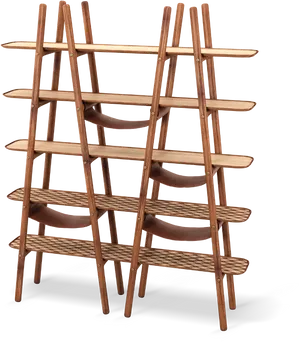 Wooden Ladder Style Bookshelf PNG Image