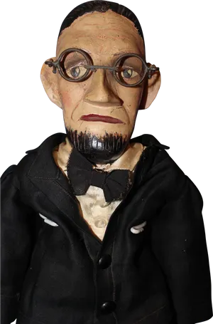 Wooden Lincoln Figurewith Glasses PNG Image