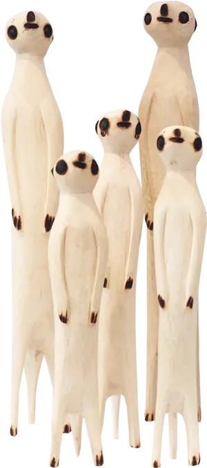 Wooden Meerkat Figurines PNG Image