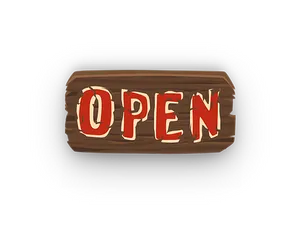 Wooden Open Sign Illustration PNG Image