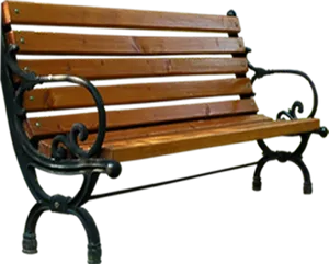 Wooden Park Bench Black Background PNG Image