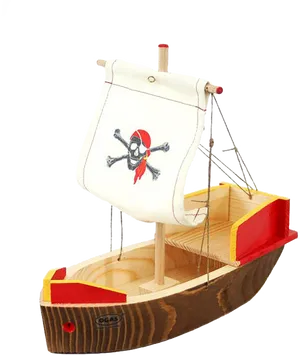 Wooden Pirate Ship Toy PNG Image