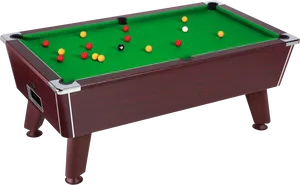 Wooden Pool Table With Green Felt PNG Image