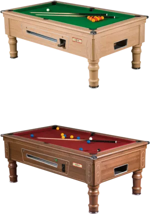 Wooden Pool Tablesin Different Colors PNG Image