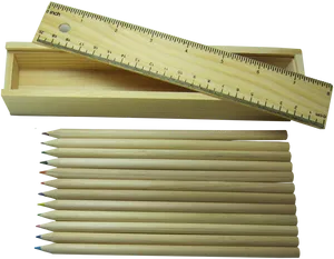 Wooden Rulerand Pencils PNG Image