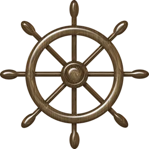 Wooden Ship Steering Wheel PNG Image