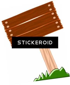 Wooden Signboard Stickeroid Illustration PNG Image