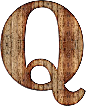 Wooden Texture Letter Q PNG Image