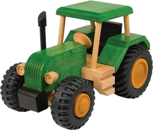 Wooden Toy Tractor Green PNG Image