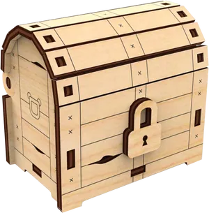 Wooden Treasure Chestwith Lock PNG Image