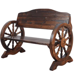 Wooden Wheel Bench Design PNG
