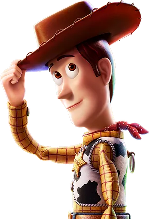 Woody_ Tipping_ Hat_ Animated_ Character PNG Image