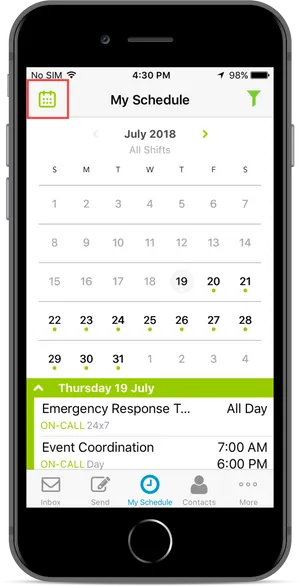 Work Schedule App Screen PNG