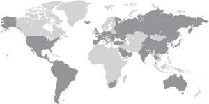 World Map Monochrome PNG Image