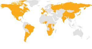 World Map Orangeand Black PNG Image