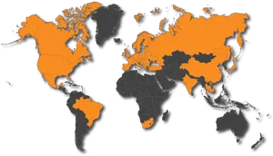 World Map Orangeand Gray PNG