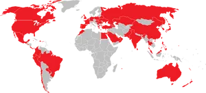 World Map Red Highlighted Countries PNG Image