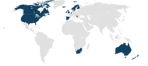 World Map Simplified Black Background PNG Image