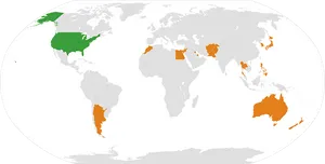 World Map U S A Australia Selected PNG Image