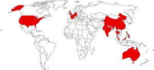 World_ Map_with_ Red_ Highlighted_ Countries PNG Image