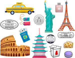 World Travel Icons Collection PNG