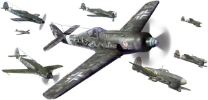 World War I I Fighter Aircraft Formation PNG Image