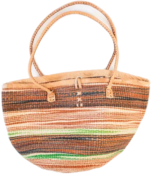 Woven Beach Bag Striped Design.png PNG Image