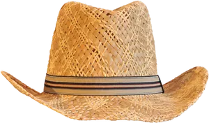 Woven Straw Hatwith Black Band PNG Image