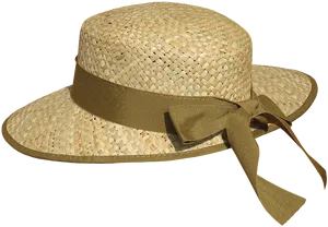 Woven Straw Hatwith Ribbon PNG Image