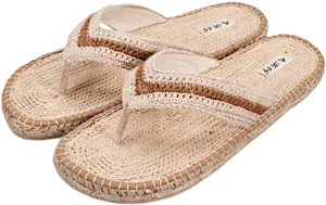 Woven Straw Sandals Isolated PNG Image