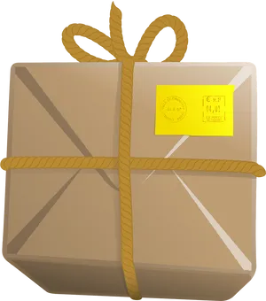 Wrapped Packagewith Yellow Ribbon PNG Image