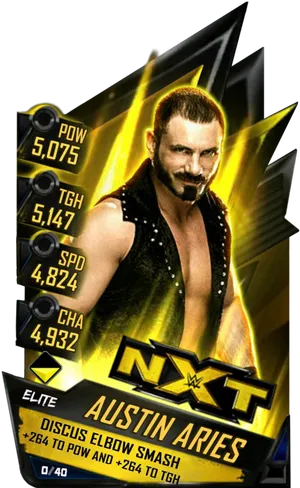 Wrestler Austin Aries N X T Card PNG Image