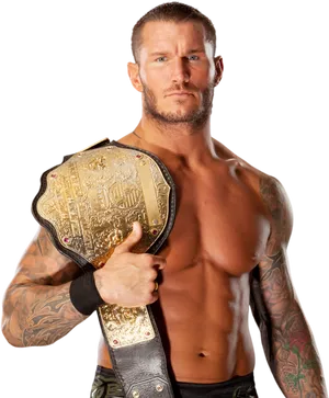 Wrestler_with_ Championship_ Belt PNG Image