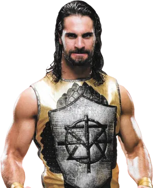 Wrestler_with_ Golden_ Armor PNG Image