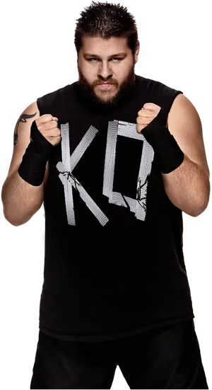 Wrestler_with_ K O_ Shirt_ Posing PNG Image