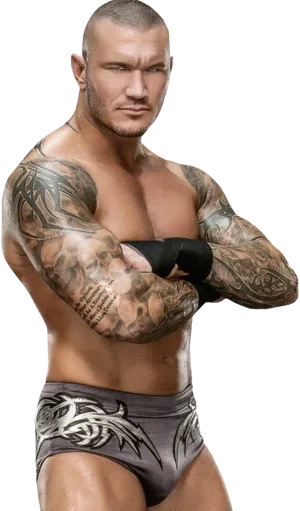 Wrestler_with_ Tattoos_and_ Attitude PNG Image