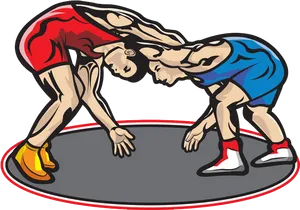 Wrestlers Engagedin Combat PNG Image