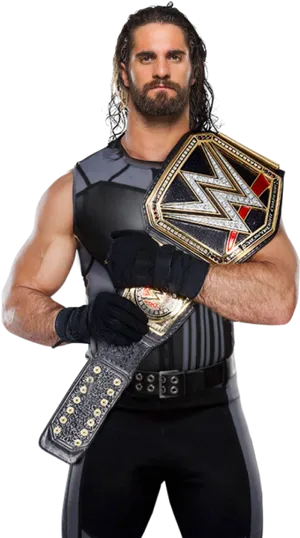 Wrestling Championwith Belt PNG Image