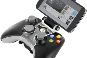 Xbox Controllerwith Smartphone Attachment PNG