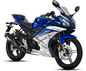 Yamaha R15 Blue Sportbike PNG Image