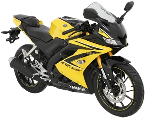 Yamaha R15 Yellow Sportbike PNG Image