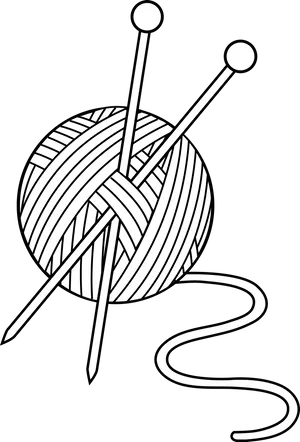 Yarn Balland Knitting Needles Outline PNG Image