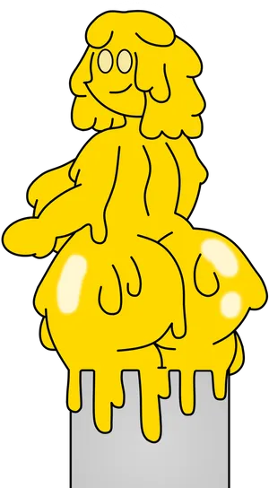 Yellow_ Animated_ Character_ Melting PNG Image