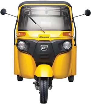 Yellow Auto Rickshaw Front View PNG Image