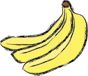 Yellow Banana Bunch Illustration PNG Image